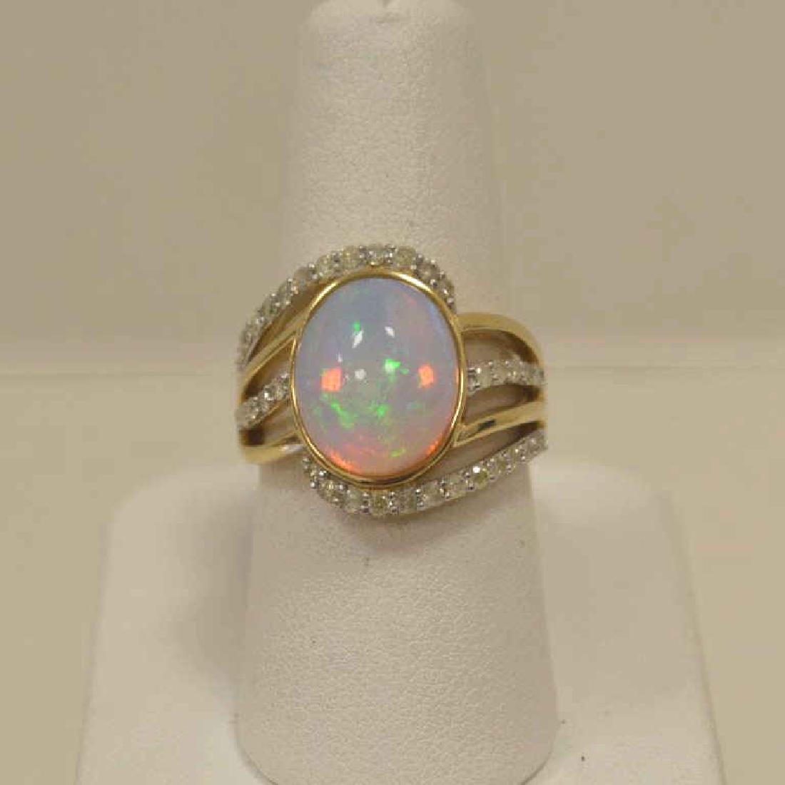14kt yellow gold opal and diamond ring (1 of 6)