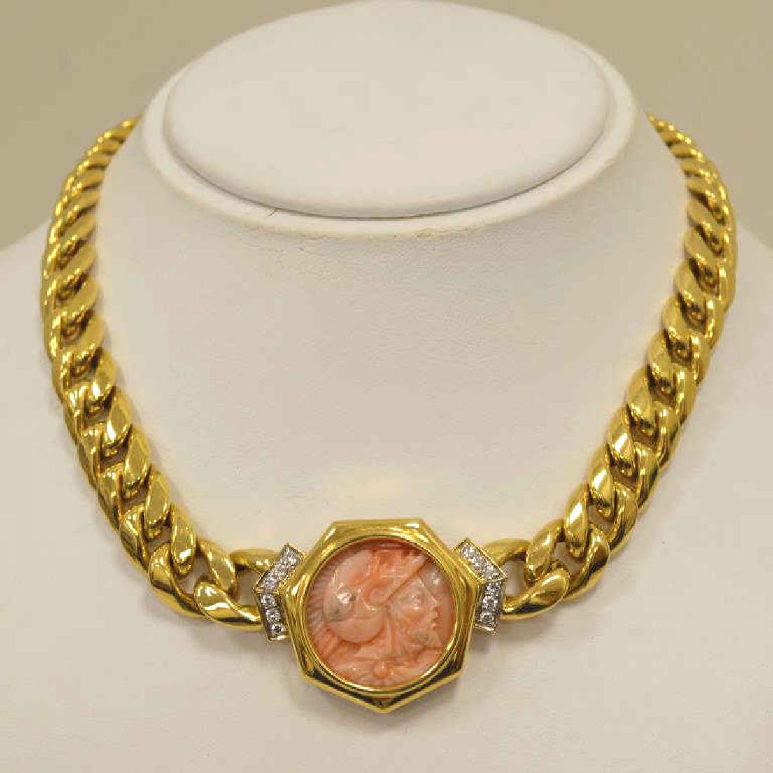 18kt yellow gold carved cameo collar necklace (1 of 5)