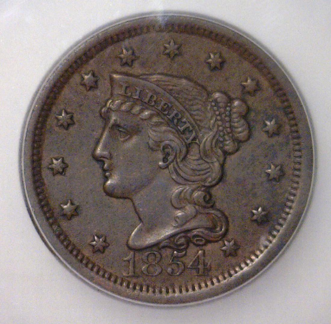 1854 Liberty Head Large Cent ICG AU50 Details (1 of 3)