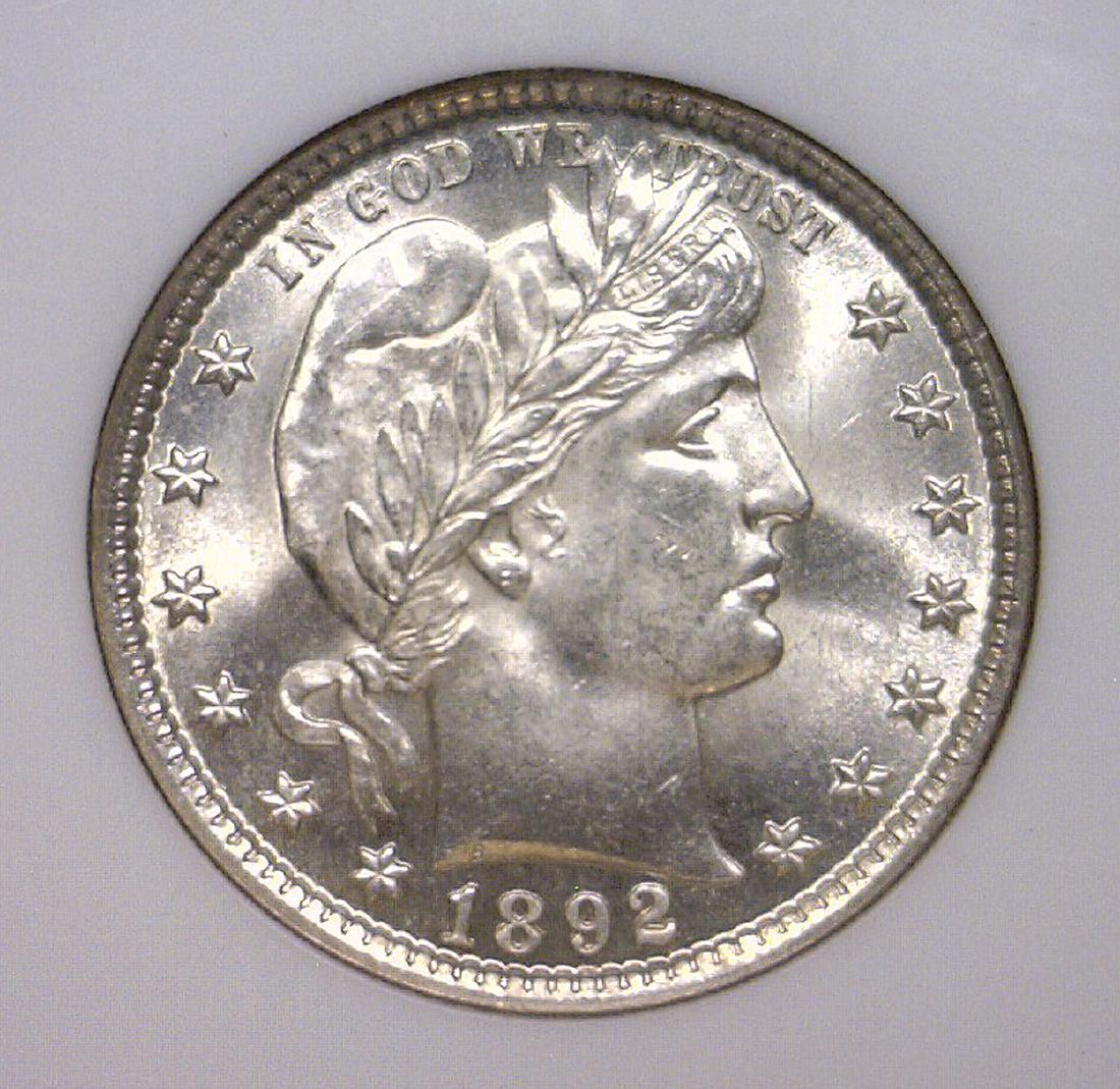 1892 Barber Silver Quarter Gem BU NGC MS65 (1 of 3)