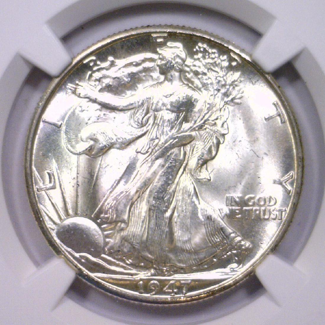 1947-D Walking Liberty Silver Half NGC MS64: 1947-D Walking Liberty Silver Half NGC MS64. Popular last year of issue, this Denver struck Walker is in Choice BU condition.