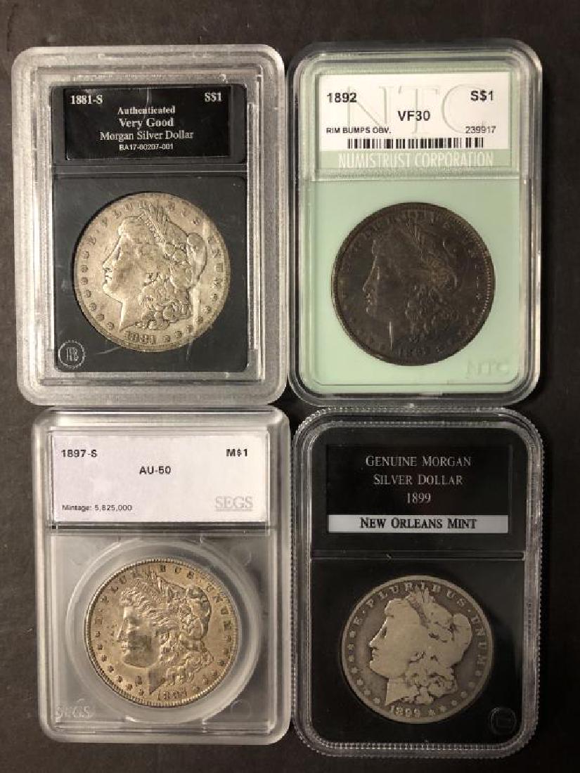 Lot of 4 Morgan Dollars 1881-S 1892 1897-S 1899-O (1 of 6)