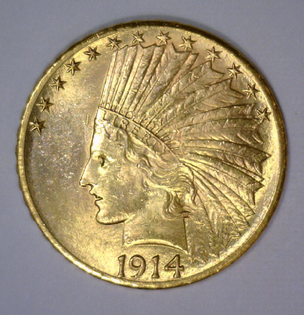 1914-D $10 Indian Gold Eagle UNC Uncirculated BU (1 of 2)