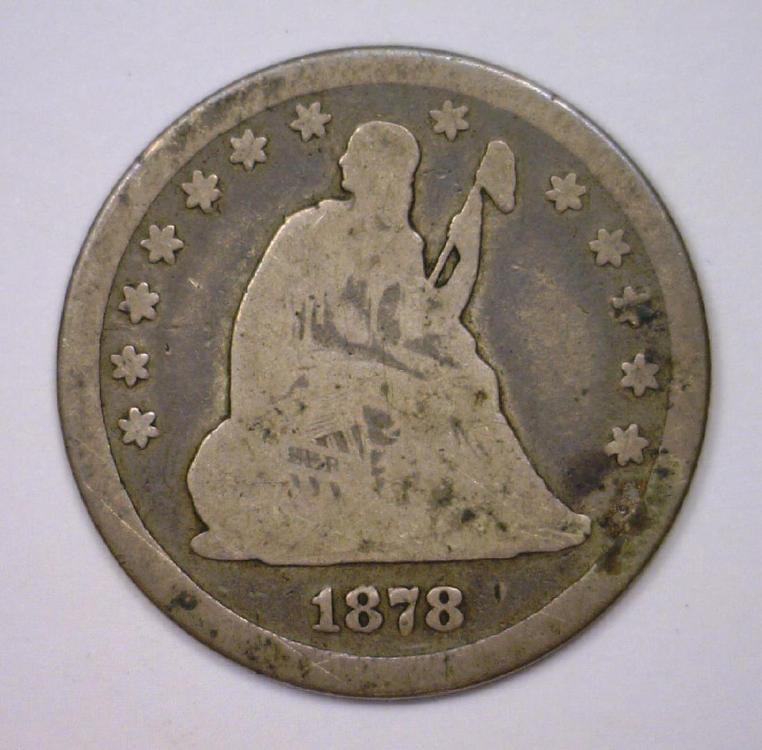 1878-CC Seated Liberty Silver Quarter G Good (1 of 2)