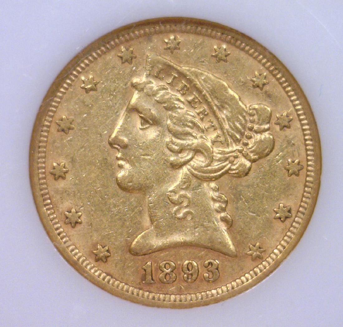 1893 $5 Liberty Head Gold Half Eagle XF (1 of 3)