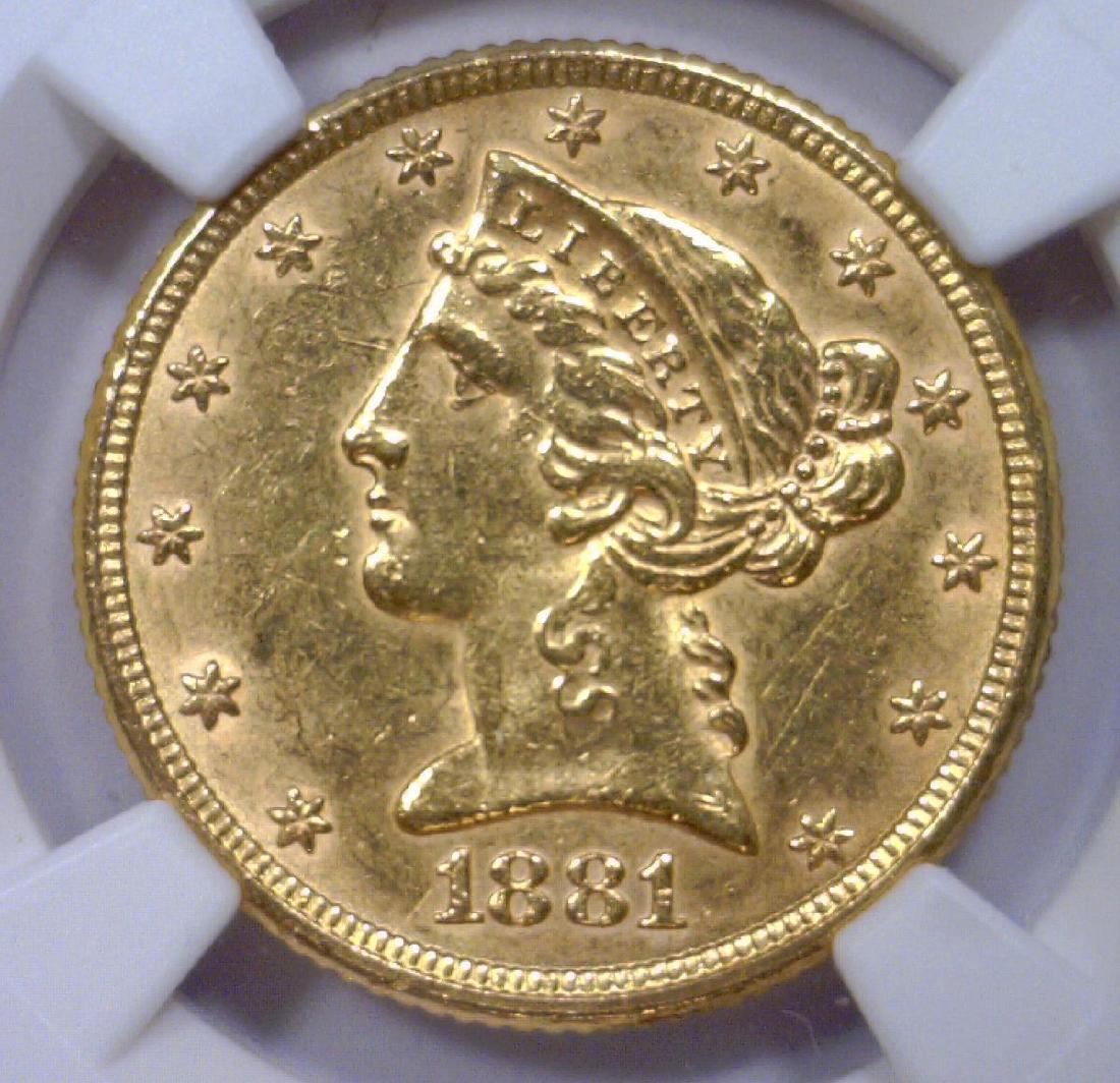 1881 $5 Liberty Gold Half Eagle NGC Genuine XF det (1 of 3)