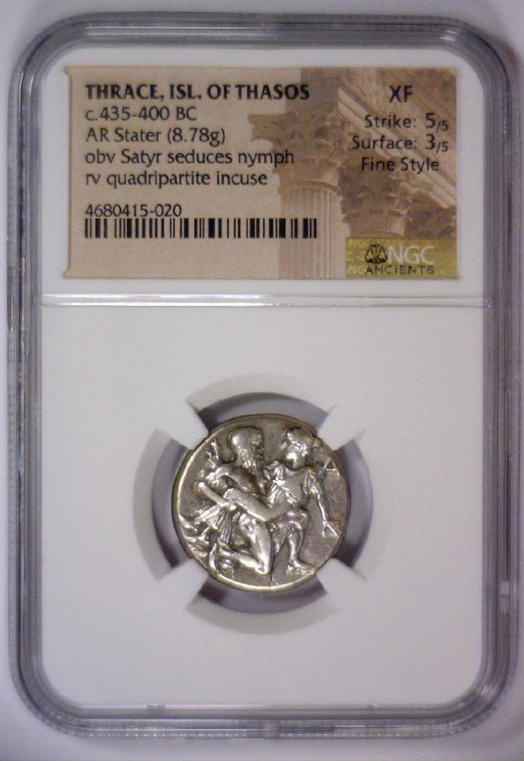 Thrace ISL. OF THASOS 435 BC AR Stater NGC XF: Thrace ISL. OF THASOS 435 BC AR Stater NGC XF Strike 5/5 Surface 3/5
