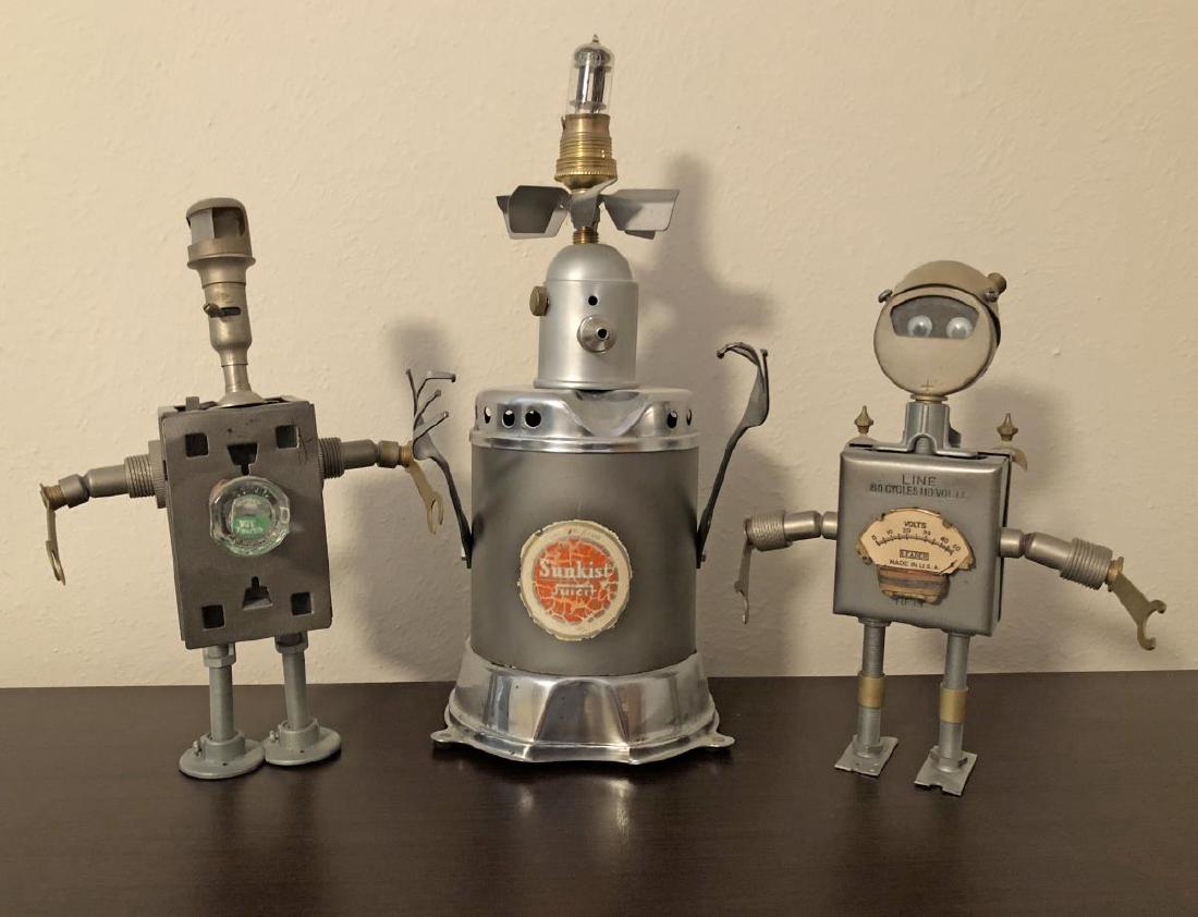 Robot Style Steam Punk Art Metal Sculpture Trio (1 of 7)