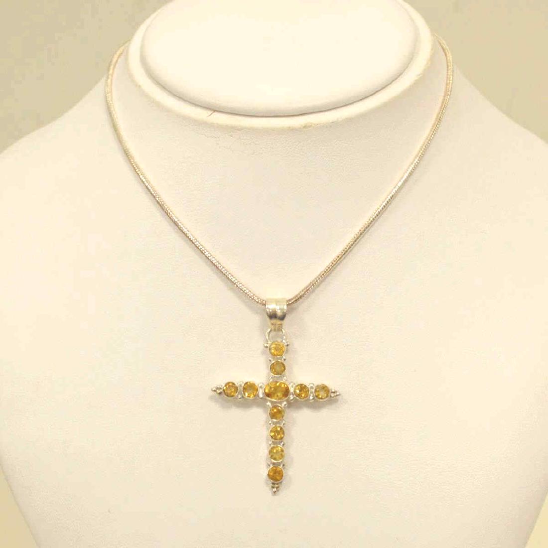 Sterling Silver Citrine Cross Pendant (1 of 3)