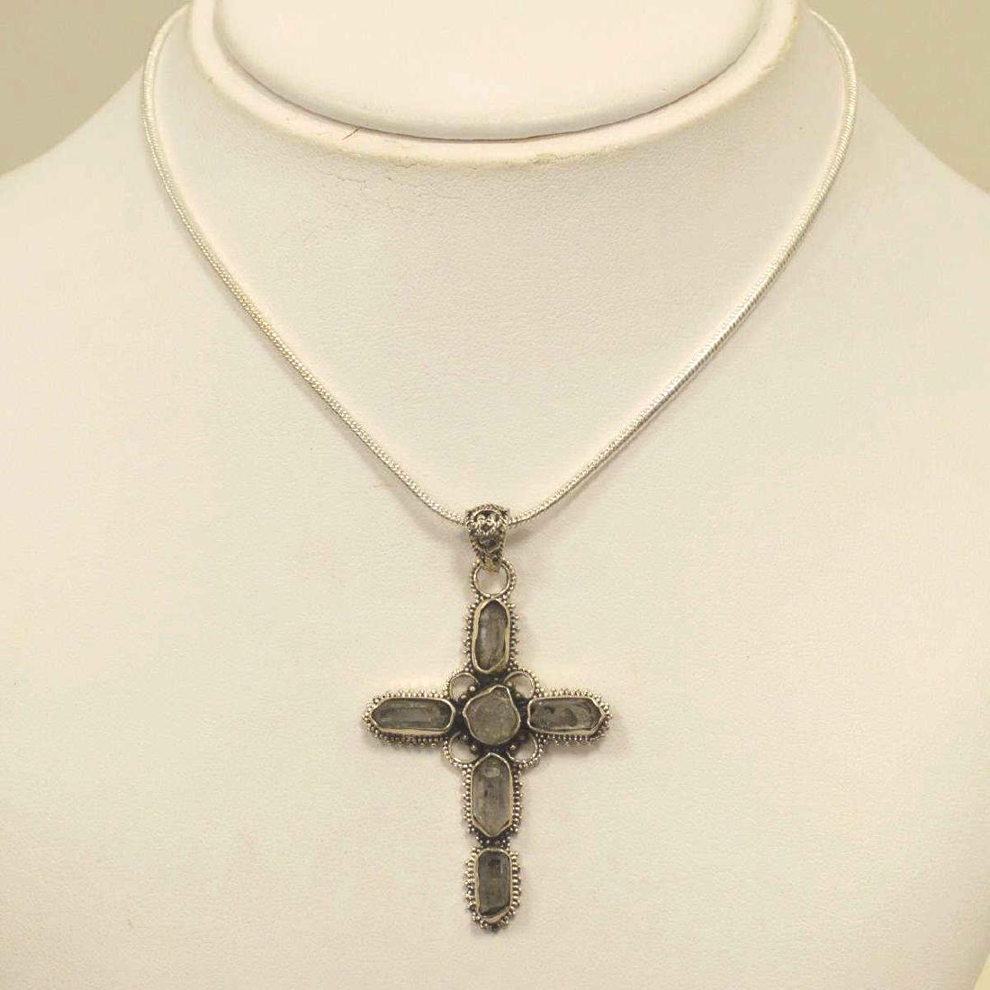 Sterling Silver Herkimer Diamond Cross Necklace (1 of 3)
