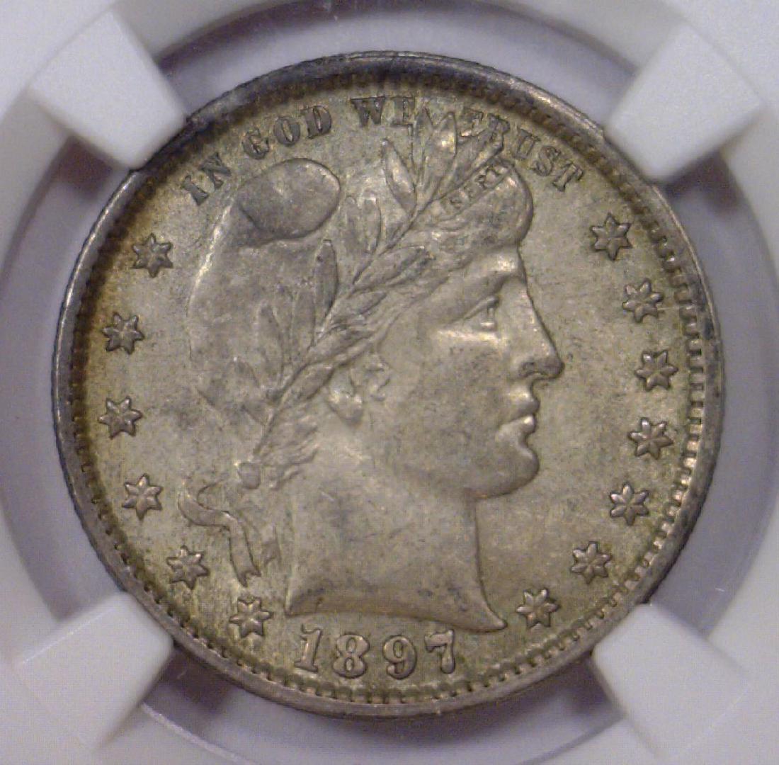 1897 Barber Silver Quarter NGC AU50 (1 of 3)