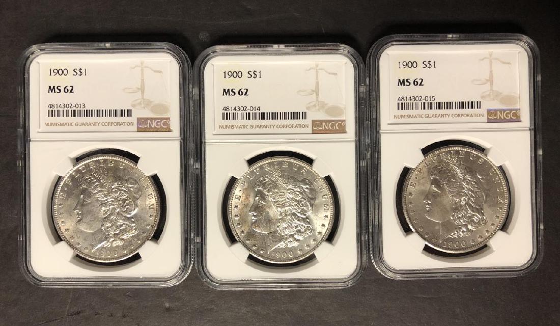 Trio of 1900-O Morgan Silver Dollar NGC MS62 (1 of 2)