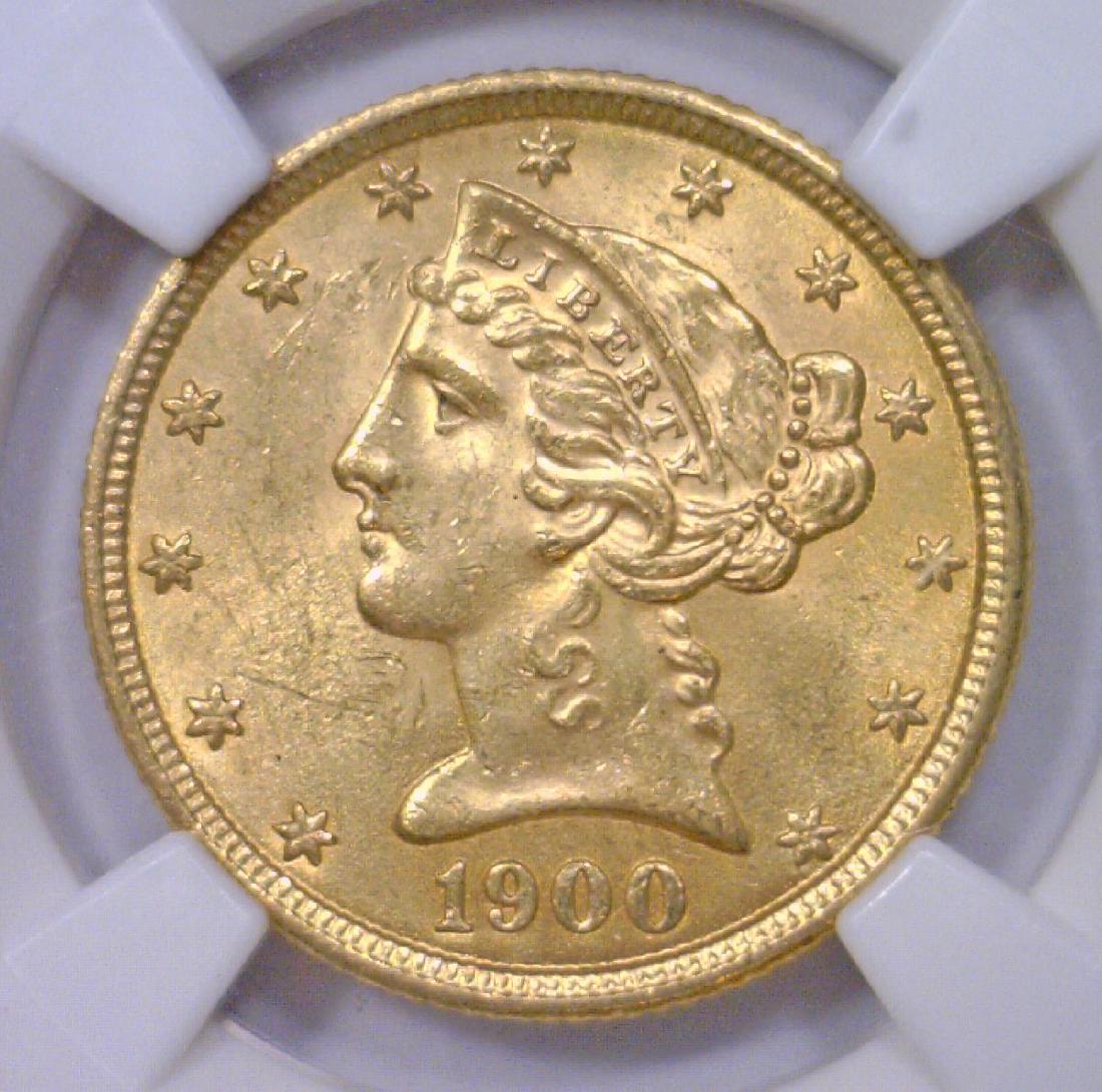 1900 $5 Liberty Head Gold Half Eagle NGC MS63 (1 of 3)