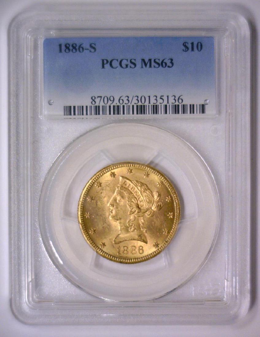 1886-S $10 Liberty Head Gold Eagle PCGS MS63 (1 of 3)