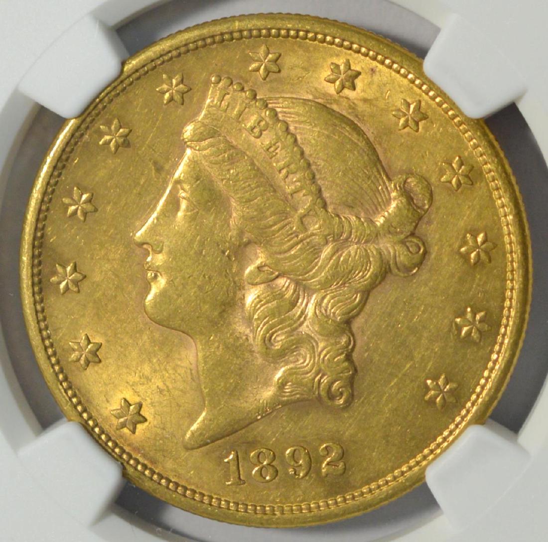 1892-S $20 Liberty Head Gold Double Eagle NGC AU58 (1 of 3)
