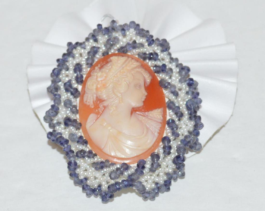 Cameo with Iolite beads and seed pearls by Carada (1 of 1)