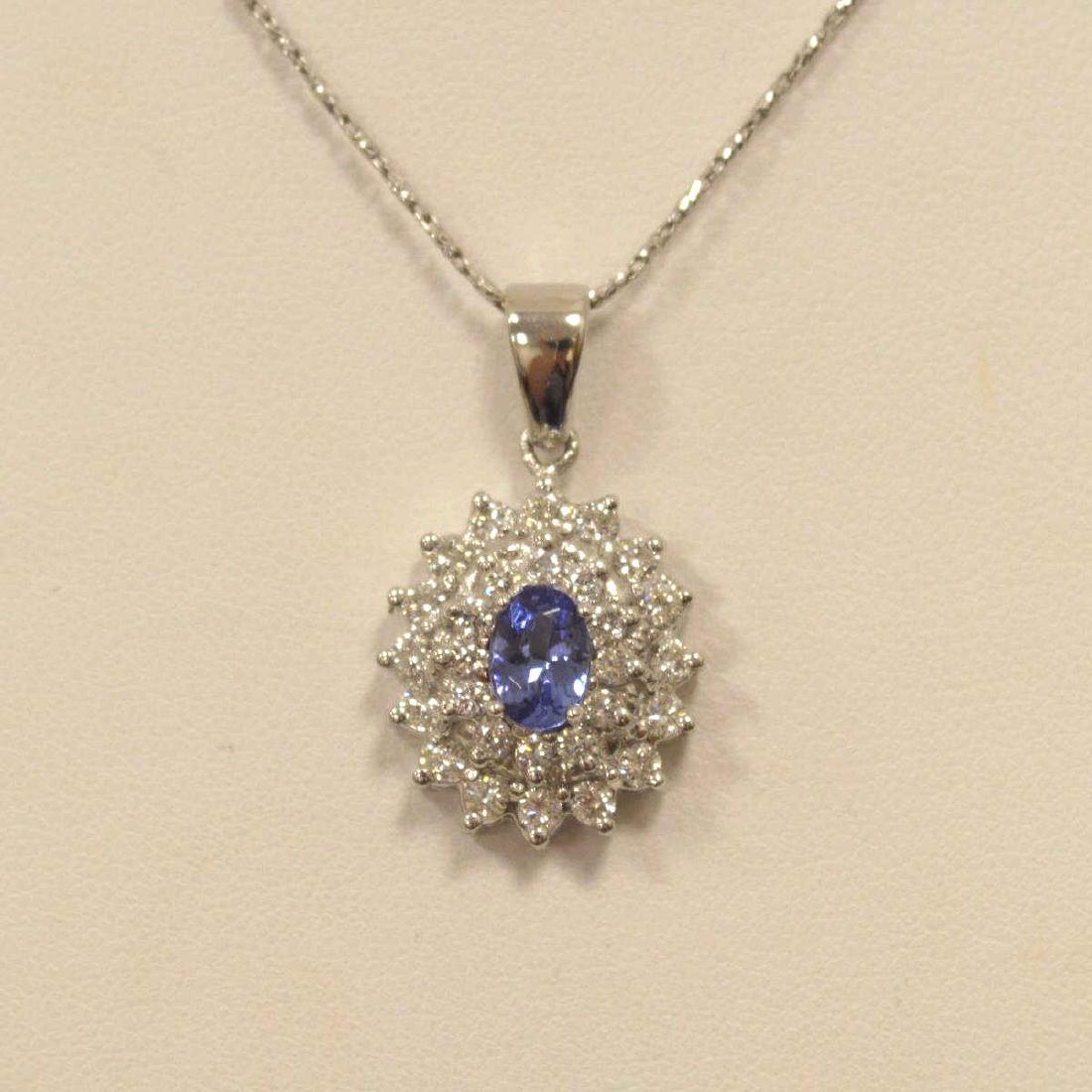 14kt white gold tanzanite and diamond necklace (1 of 5)
