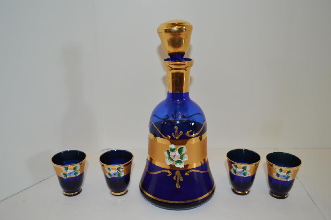 Cobalt Blue Glass 5 Piece Beverage Set (1 of 3)
