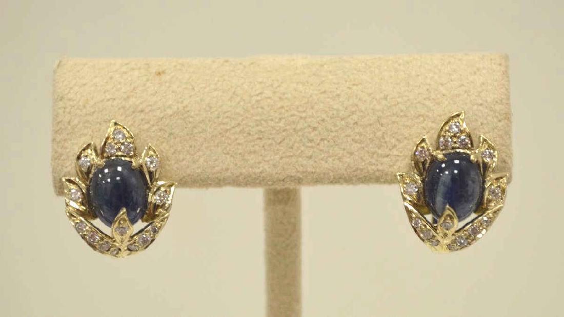 14kt yellow gold sapphire and diamond earrings (1 of 4)