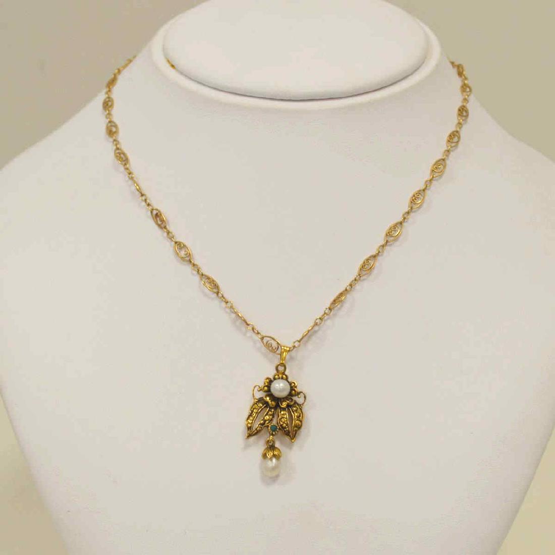 14kt yellow gold pearl pendant (1 of 4)