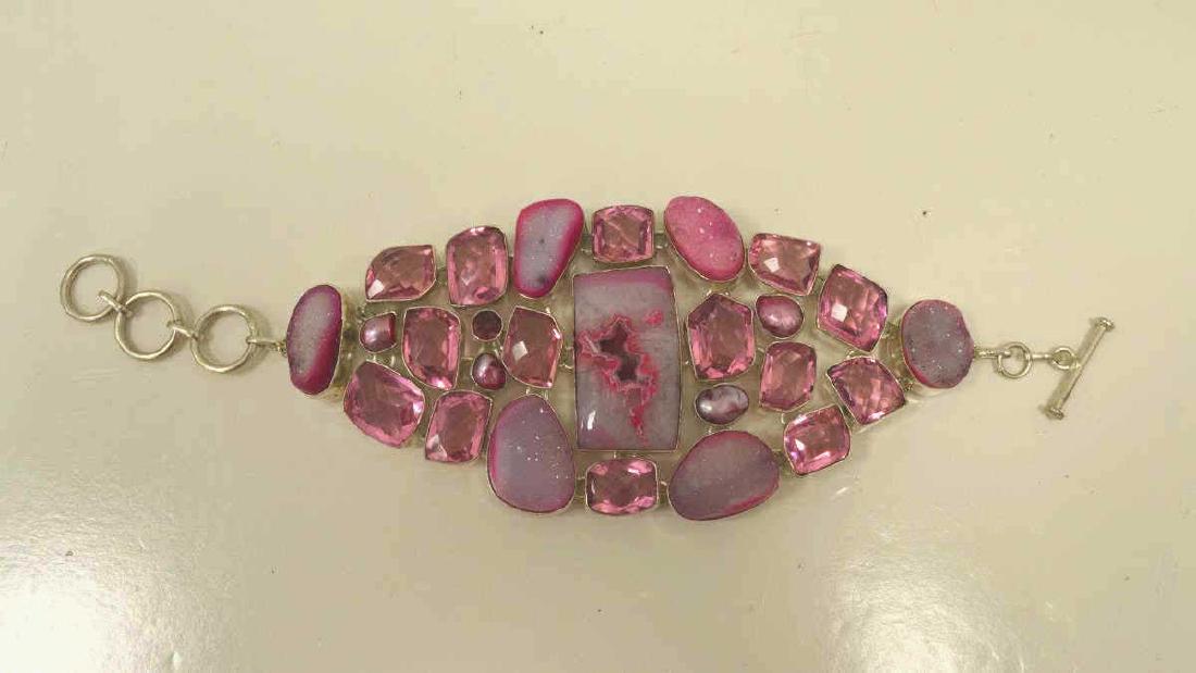 Sterling Silver Druzy and Quartz bracelet (1 of 2)