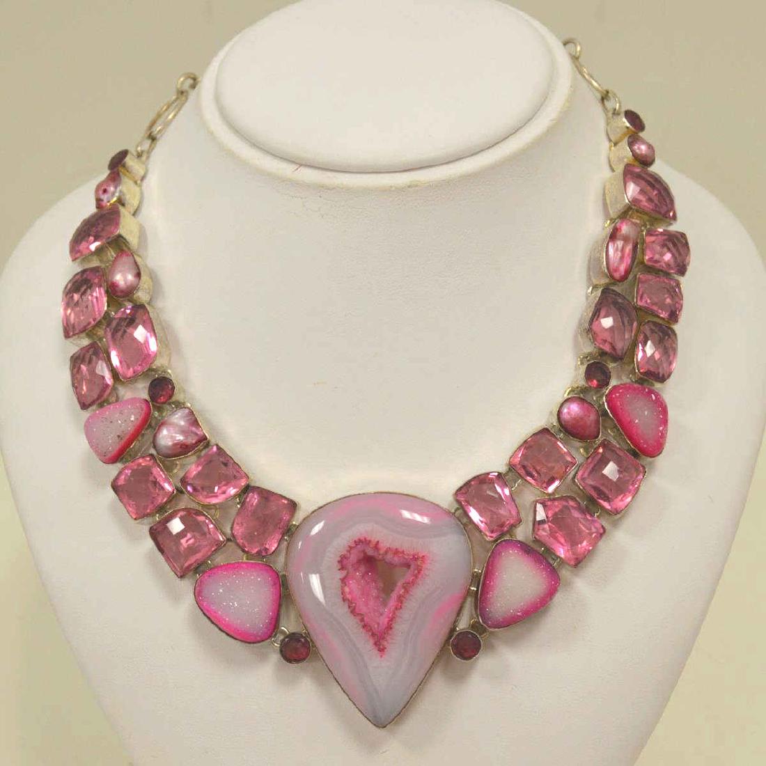 Sterling Silver Druzy and Quartz necklace (1 of 3)