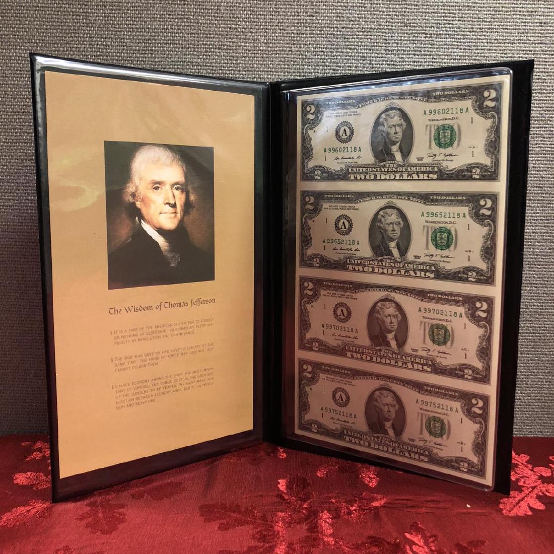 2009 $2 FRN Uncut Sheet of 4 in Folio (1 of 3)