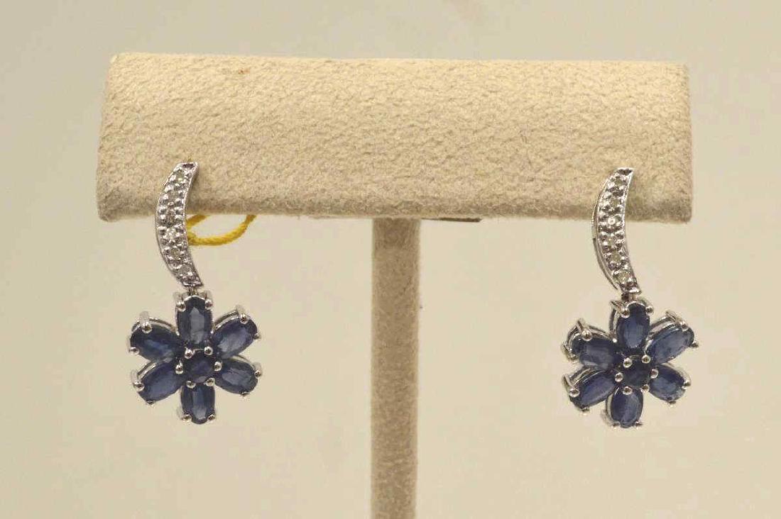 14kt white gold sapphire and diamond earrings (1 of 5)