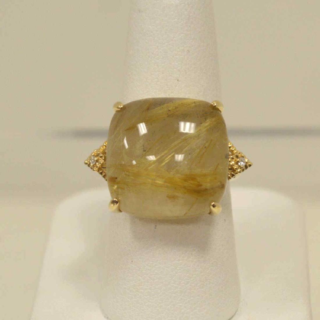 14kt yellow gold rutilated quartz and diamond ring (1 of 5)