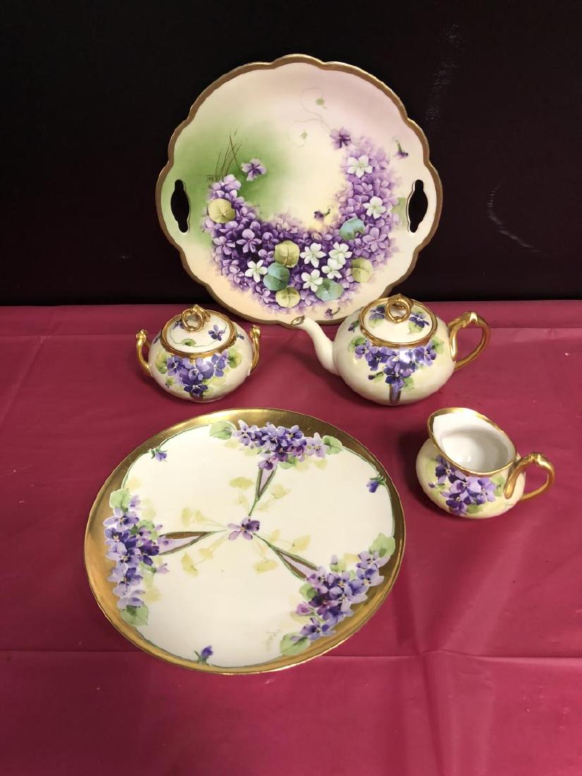 5 Pcs. Hand Painted Haviland France Violet Floral (1 of 8)