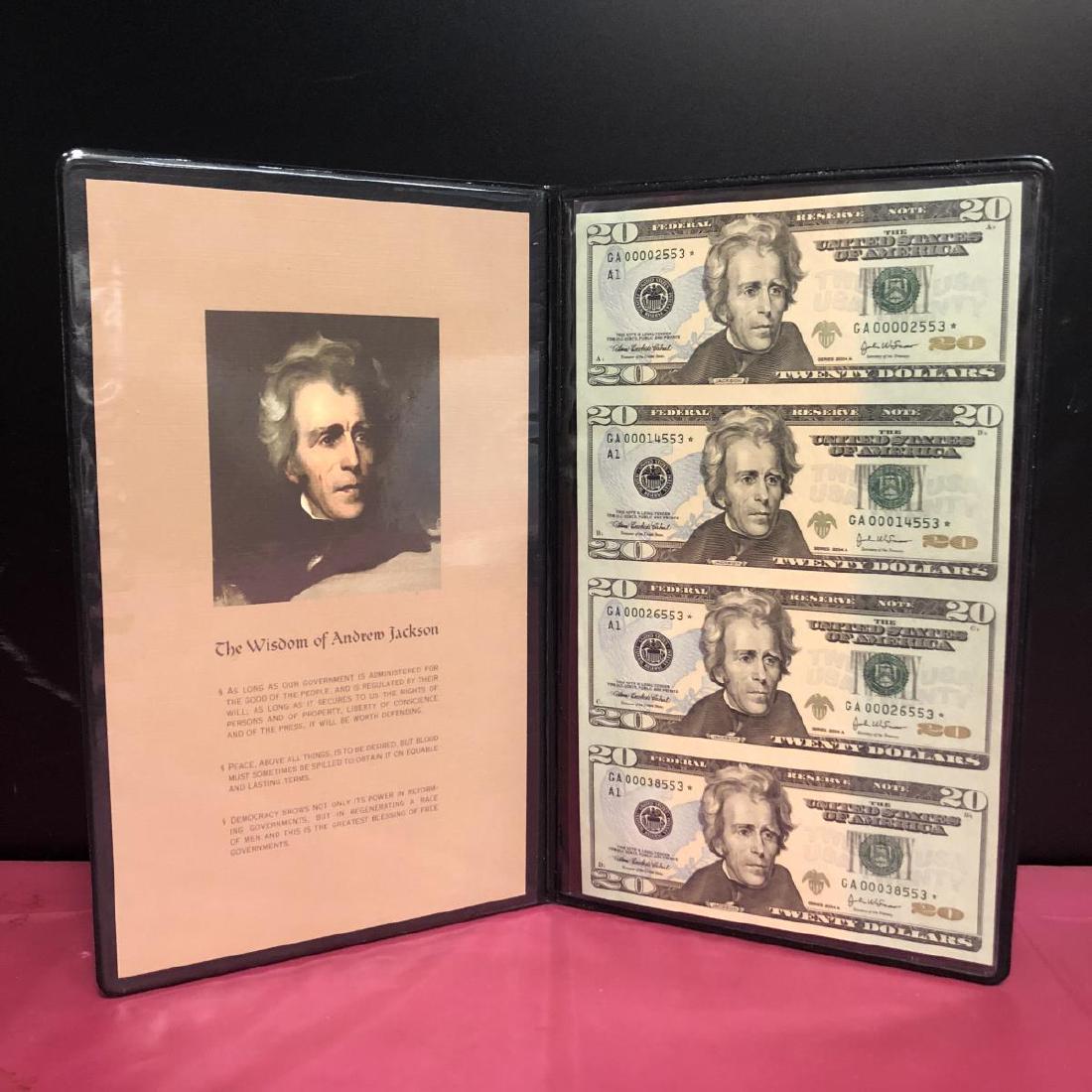 2004-A $20 Uncut Sheet of 4 STAR Currency Notes (1 of 3)