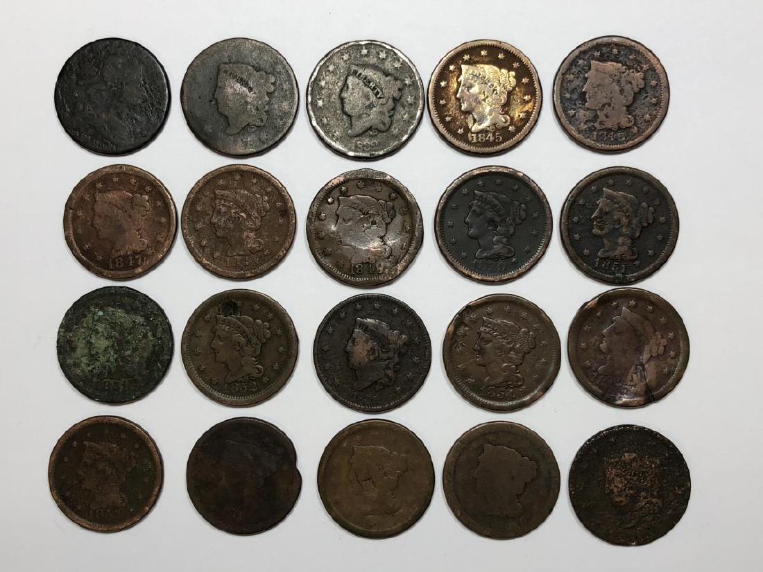 Lot of 20 Old Antique Large Cents 1800's Pennies (1 of 10)