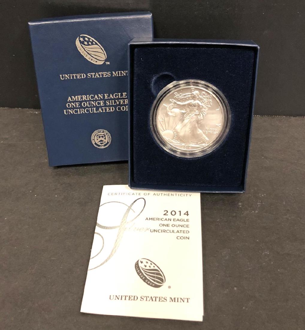 2014-W Burnished American Silver Eagle with Box /& COA