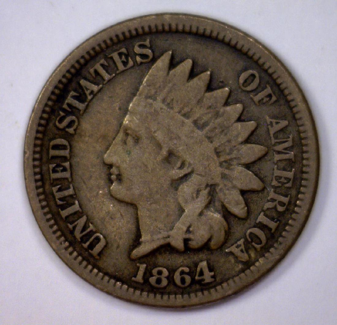 1864 Indian Head Cent CN Very Good VG (1 of 2)