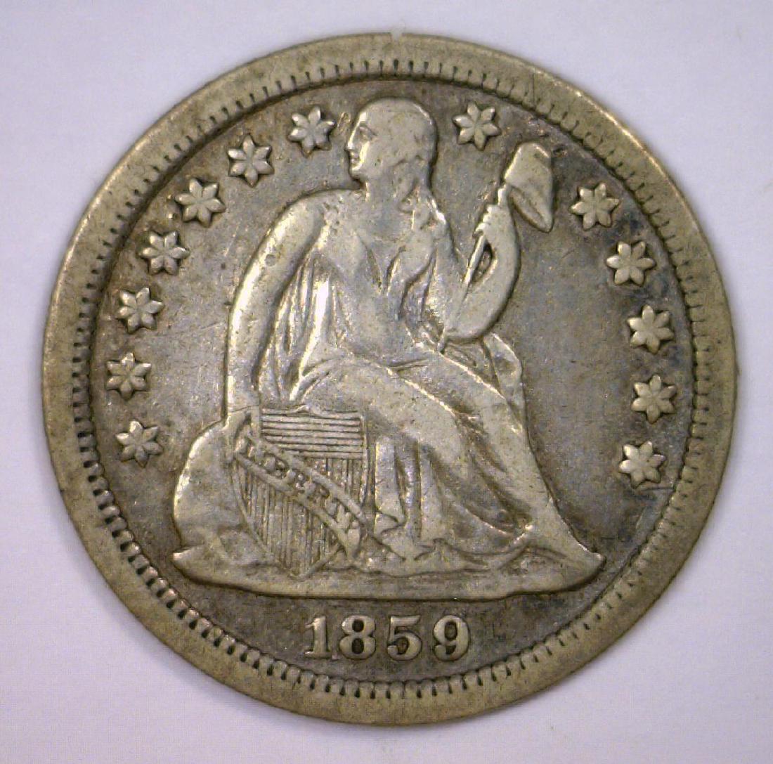1859 Seated Liberty Silver Dime Fine F (1 of 2)