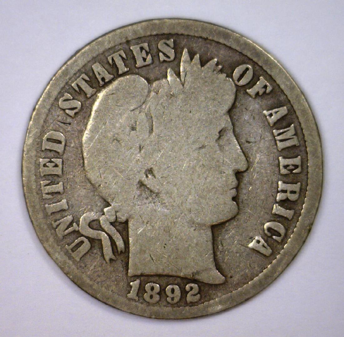 1892-O Barber Silver Dime Very Good VG (1 of 2)