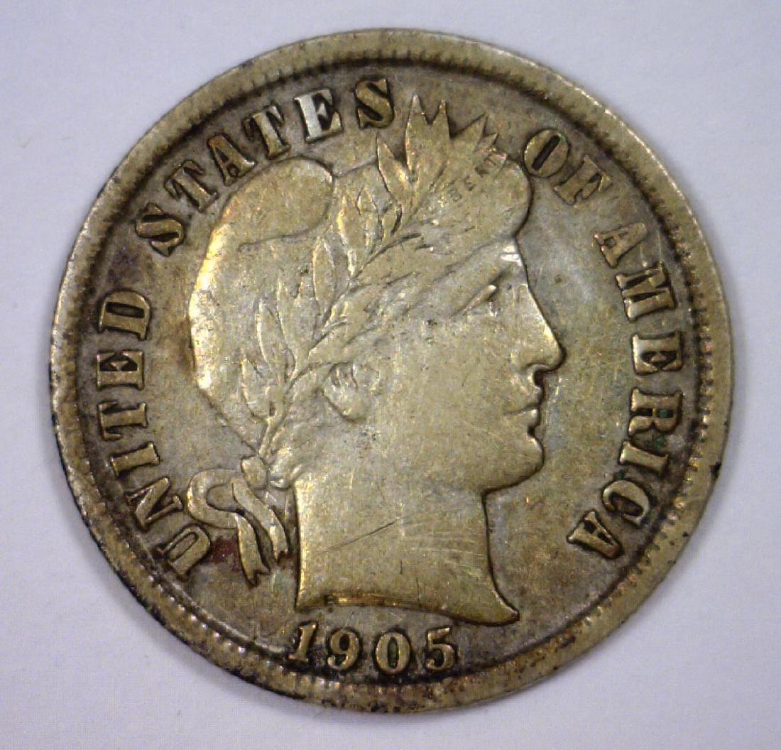 1905 Barber Silver Dime Extra Fine XF (1 of 2)