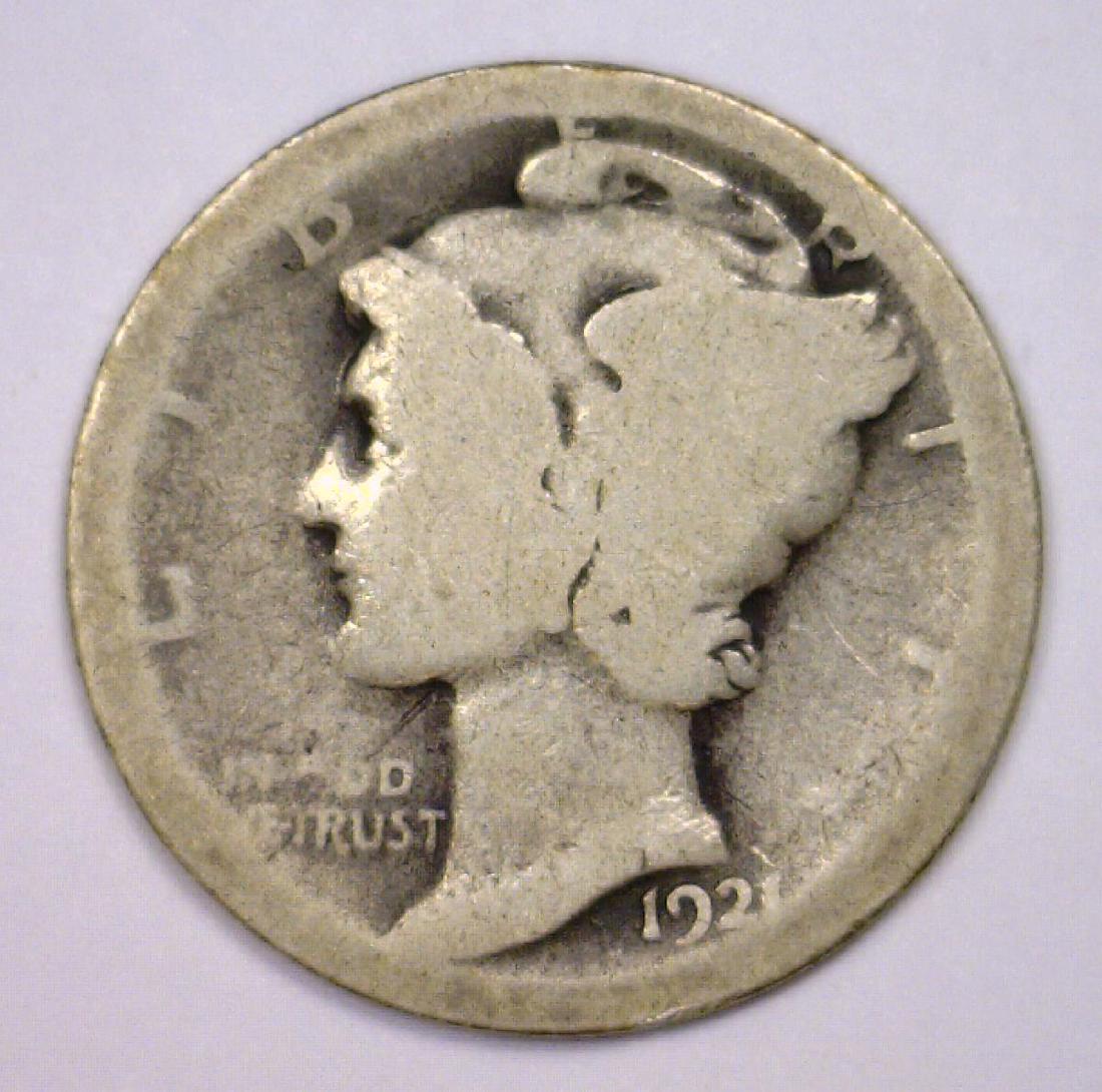 1921 Mercury Silver Dime KEY Date About Good AG (1 of 2)
