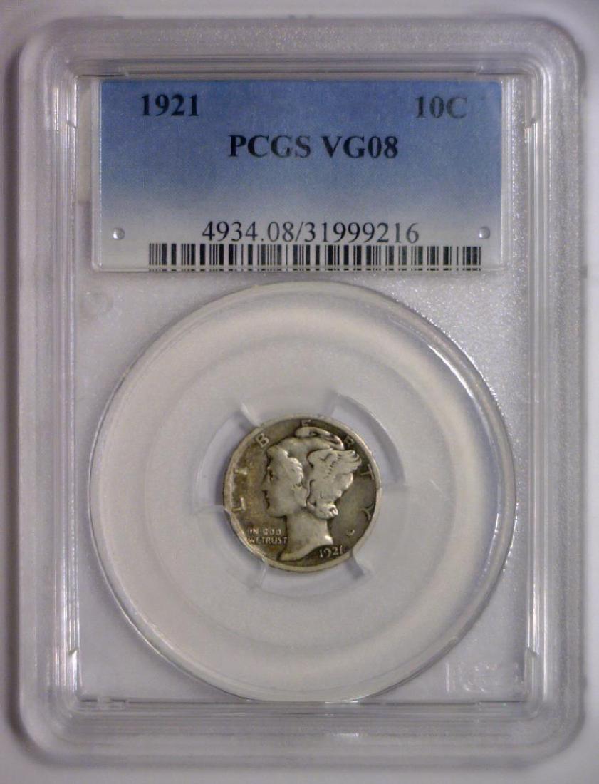 1921 Mercury Silver Dime KEY DATE PCGS VG8 (1 of 3)