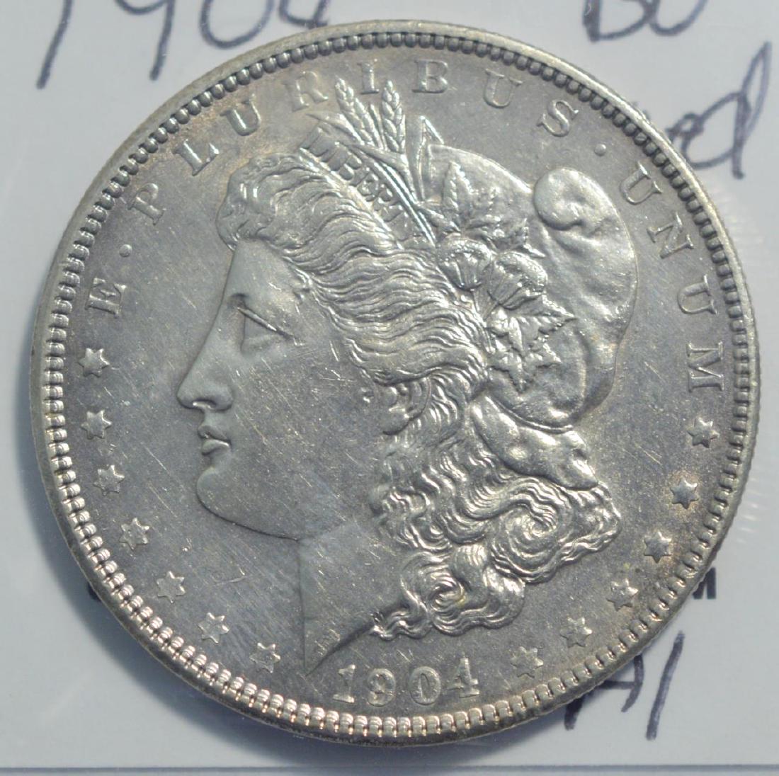 1904 Morgan Silver Dollar BU lightly cleaned (1 of 3)