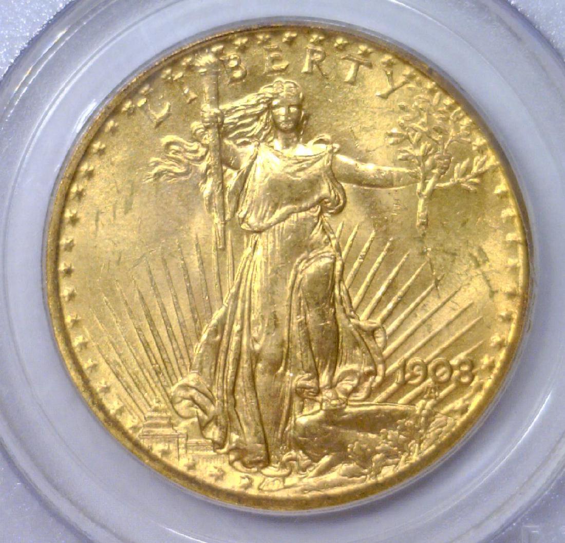 1908 $20 St Gaudens NM Double Eagle PCGS MS65 (1 of 3)