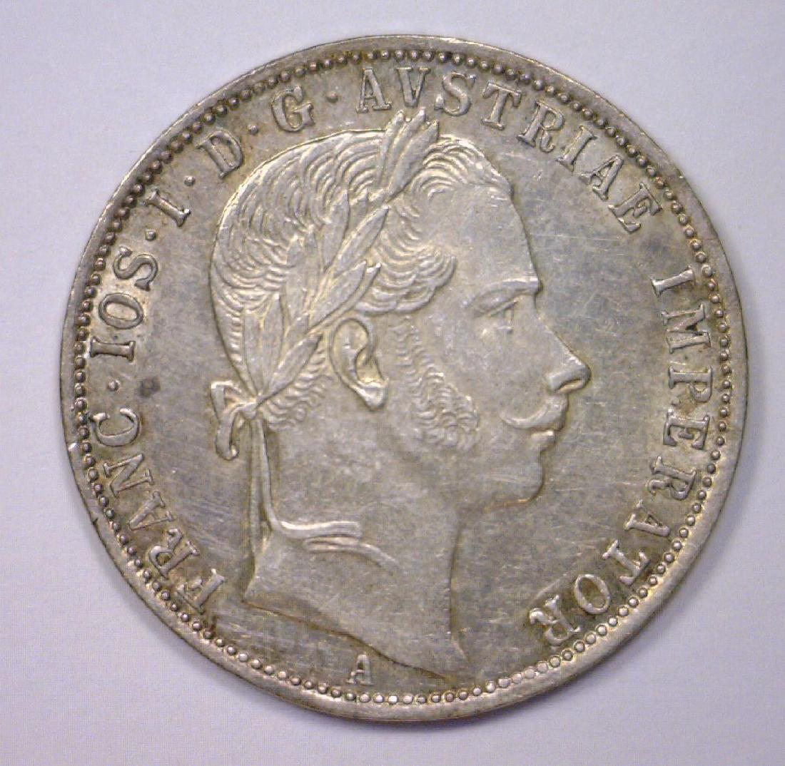 1861-A Silver Florin Austria AU About Uncirculated (1 of 2)