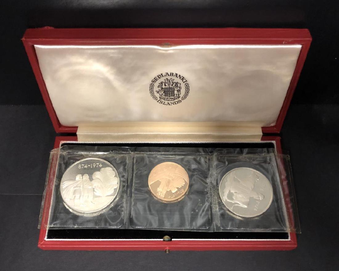 1974 Iceland Silver & Gold 3-coin Proof Set w/Case (1 of 4)