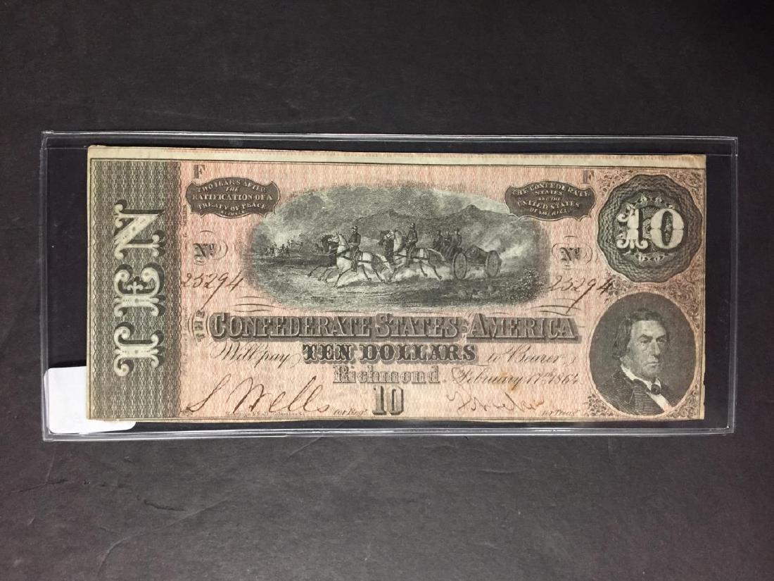 1864 $10 Confederate Note Richmond Feb. 17th AU (1 of 2)