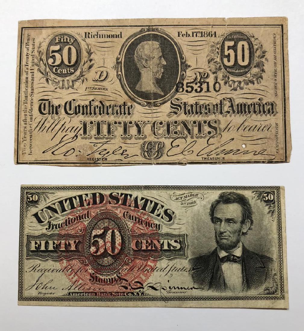 Pair of Confederate and Fractional Civil War Notes (1 of 2)