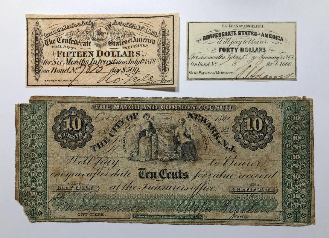 Trio of Civil War Era Loan Note & Bond Receipts (1 of 2)