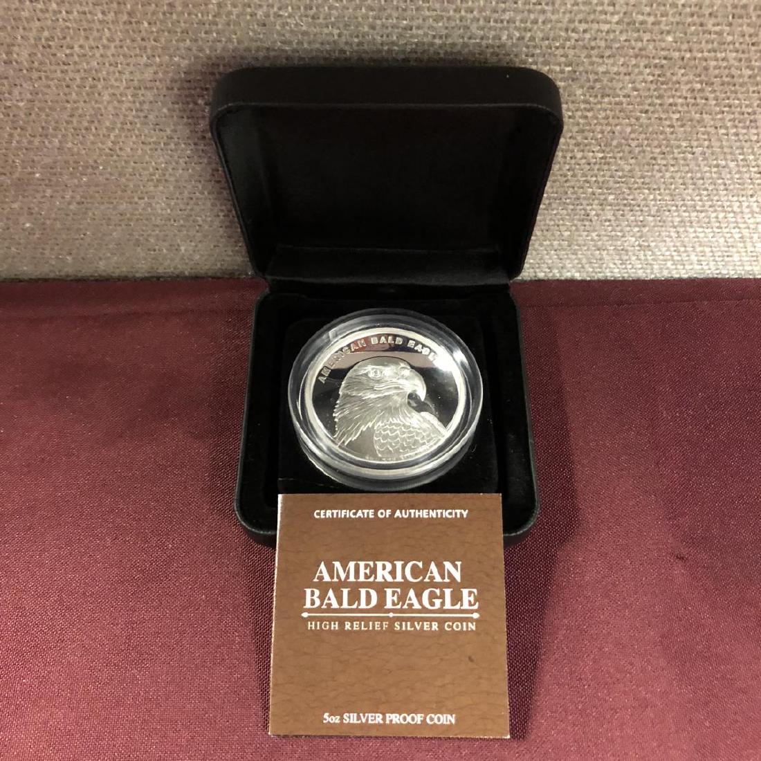 2014 $5 Silver Proof Bald Eagle 5 oz Tuvalu (1 of 5)