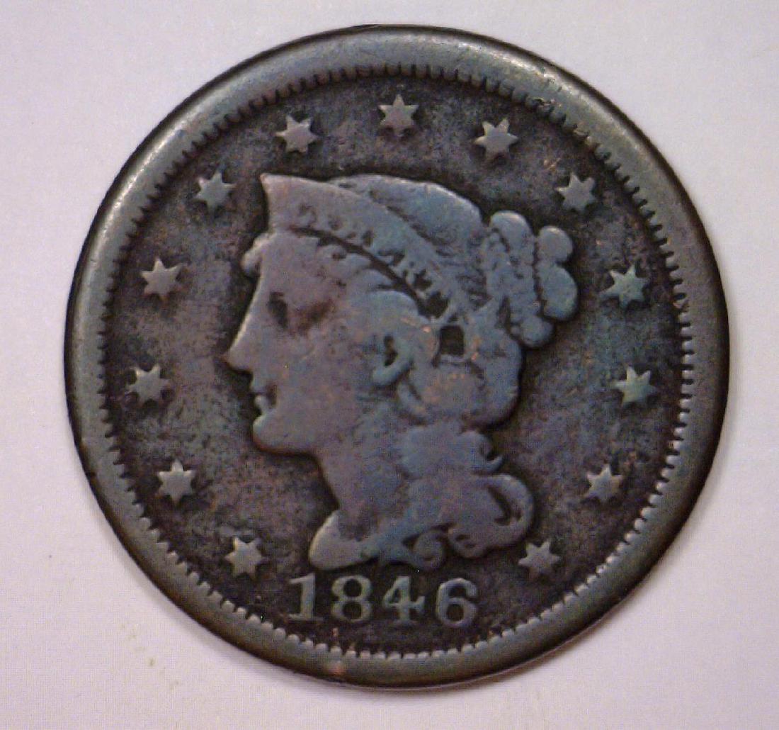 1846 Braided Hair Large Cent Very Good VG (1 of 2)