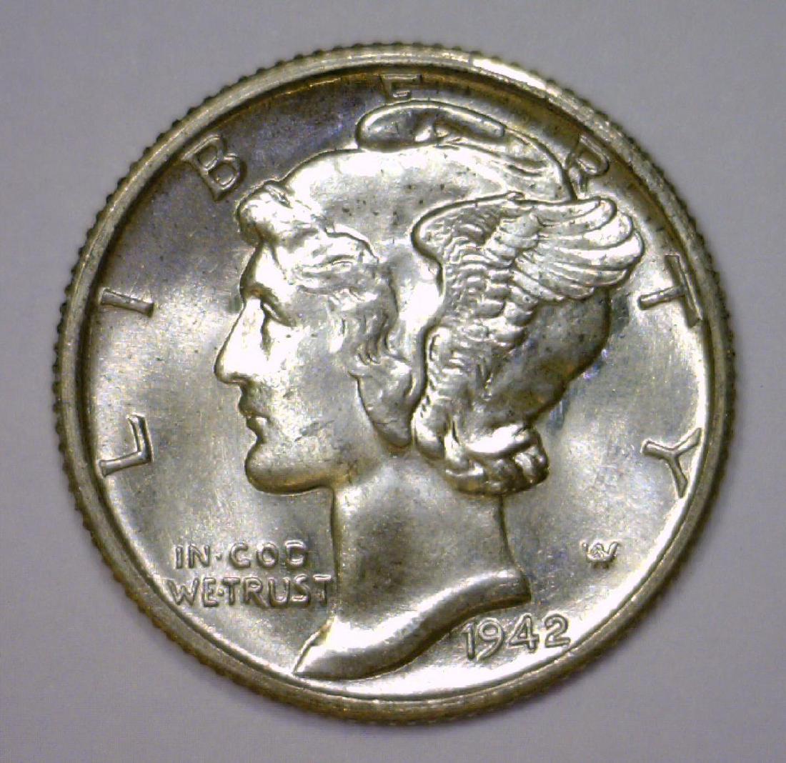 1942-S Mercury Silver Dime Uncirculated Gem BU (1 of 2)