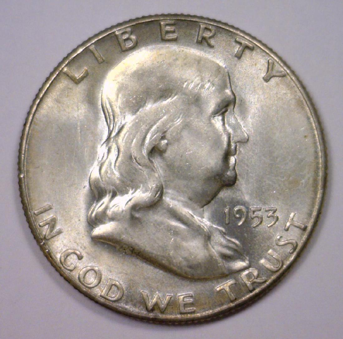 1953-S Franklin Silver Half Uncirculated BU (1 of 2)